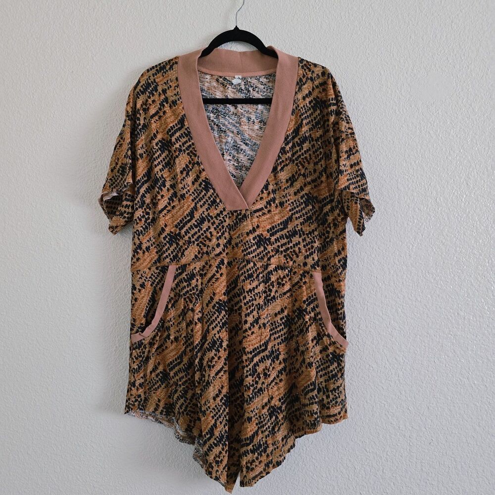 Intimately Free People Why Not Romper Printed Brown Multi Women's S Loose Fit - Picture 13 of 13